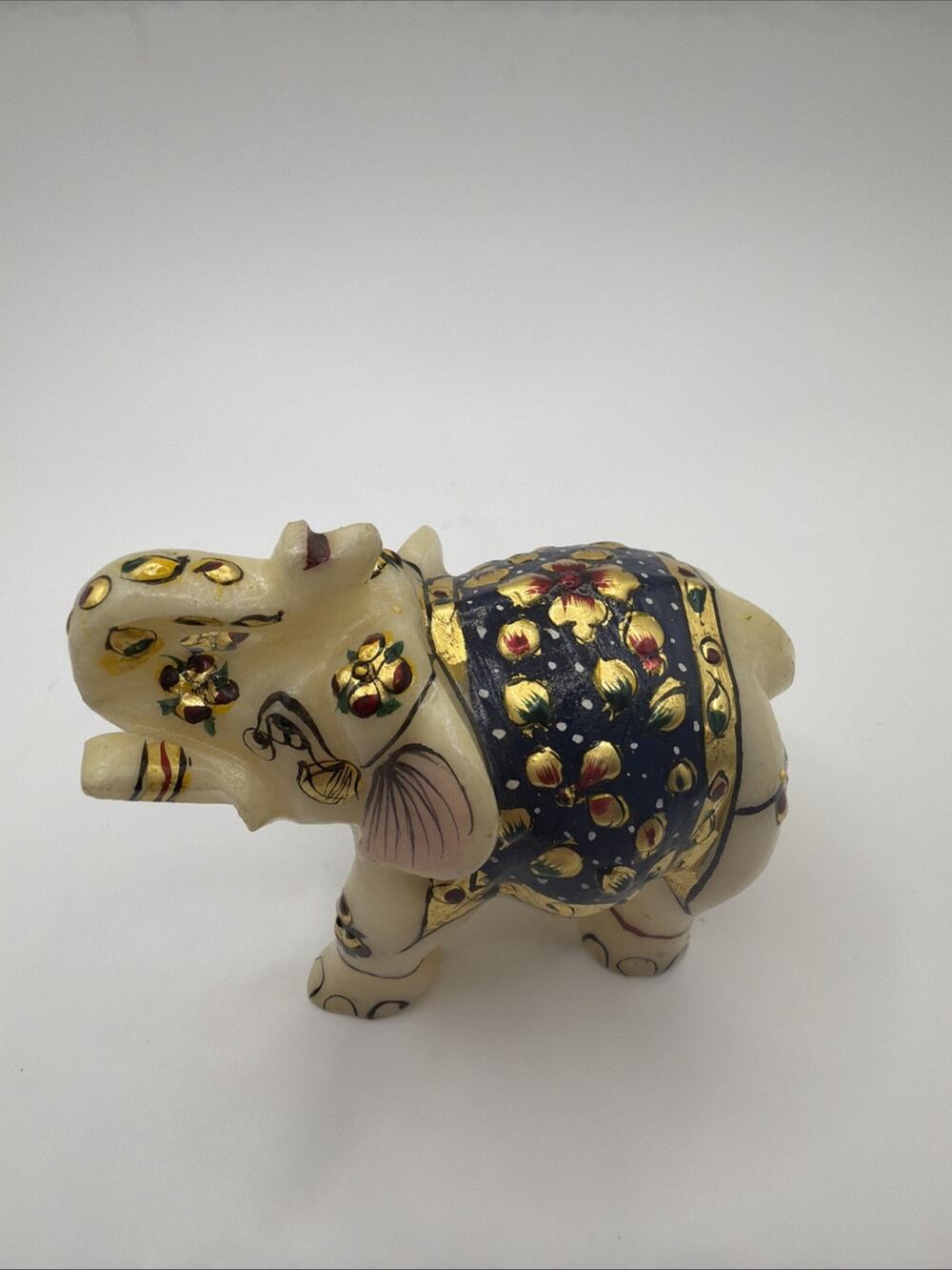 Marble Elephants Statue Figurine Painted Home Decor Gift 3.5”